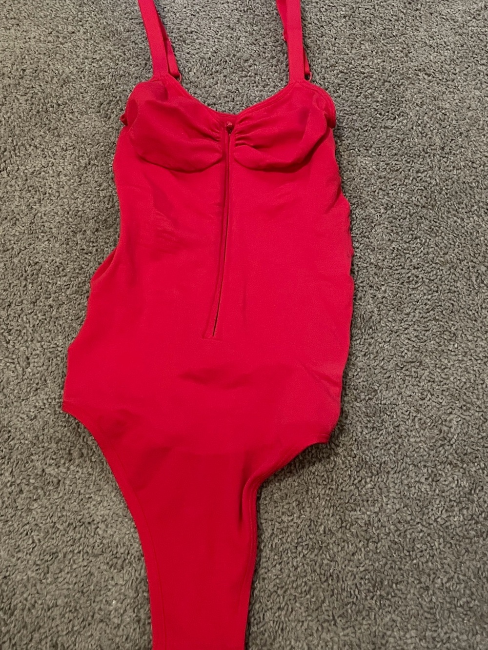 Red One-Piece Swimsuit with Front Zip